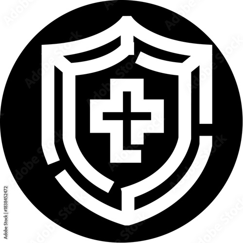 Shield icon with medical cross for health protection