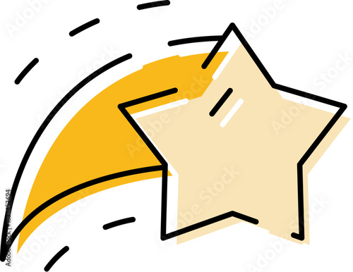 Shooting star icon showing wishes, magic, and achievement concept