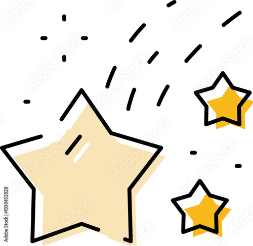 Shooting stars icon representing wishes dreams and success