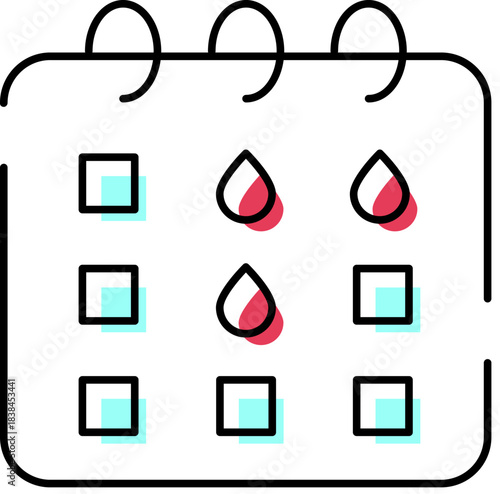 Calendar tracking women's menstrual cycle period health