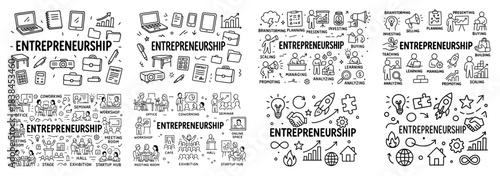 Entrepreneurship concept with business icons collection