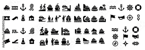Nautical and maritime icons collection