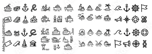 Nautical icons set for marine themes