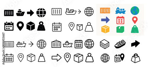 Assorted shipping and logistics icons
