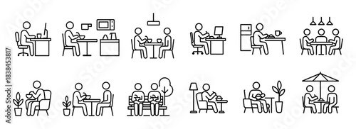 Minimalist Workplace Dining Icons