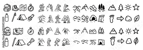 Outdoor adventure icons collection