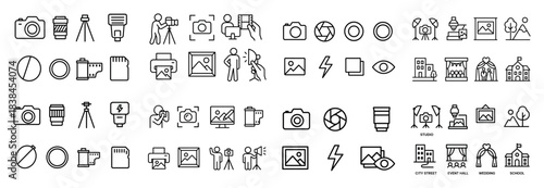 Photography equipment and icons set