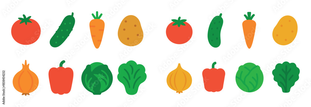 Fototapeta premium Colorful Vegetable Icons