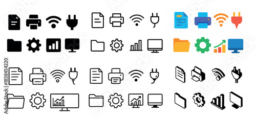 Colorful and black icon collection set