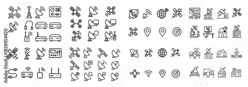 Wireless communication line art icons