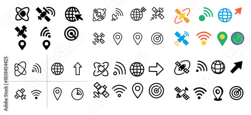 Satellite and location icons collection