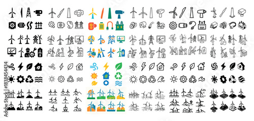 Renewable energy icon collection