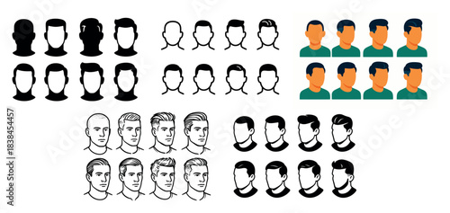 Diverse male hairstyles collection