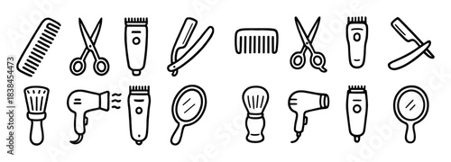 Men's Hairstyle Tools Icons