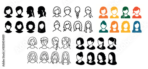 Diverse female hairstyles collection