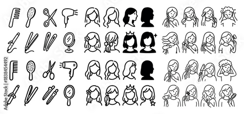 Hair styling tools and women icons