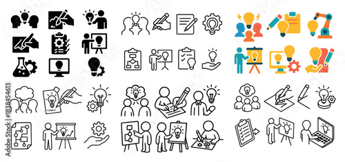 Creative collaboration icons set
