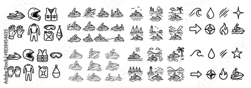 Jet ski icons and adventure elements