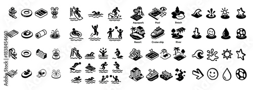Aquatic icons collection for leisure activities