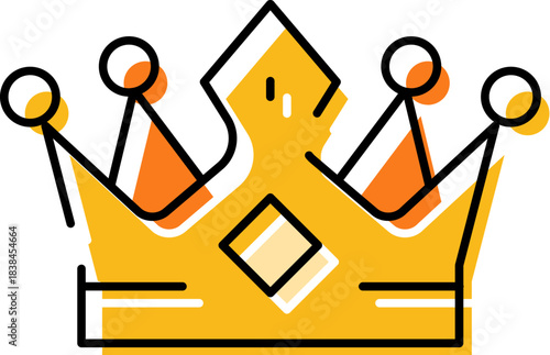 Golden crown line art representing royalty authority