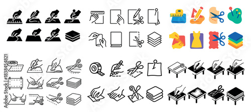 Crafting tools and techniques icons set