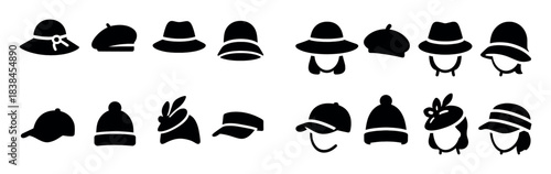 Women Hats Icon Set