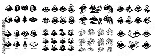 Adventure icons: outdoor exploration set