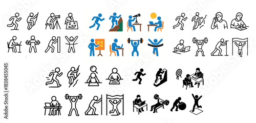 Icon set of fitness and work activities