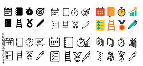 Colorful icon set of various objects
