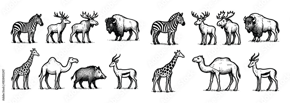 Naklejka premium Eight Hoofed Animals Icons