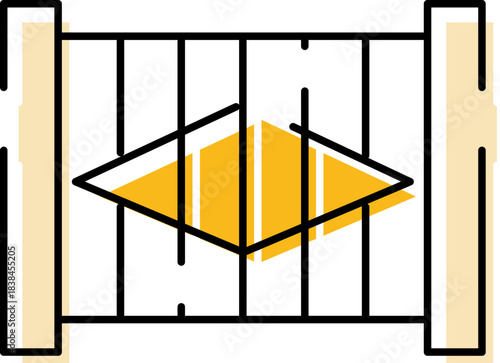 Fence barrier creating security and protection icon