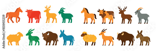 Colorful Hoofed Animals Icons