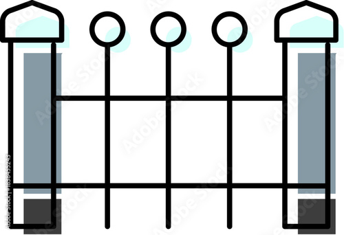 Metal fence icon representing barrier and enclosure concept