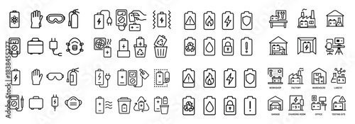 Energy and safety icon set collection