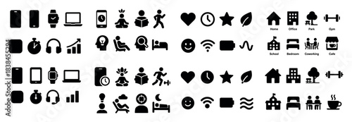Variety of everyday icon symbols