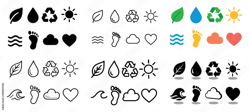 Naklejka premium Eco symbols: nature and recycling icons