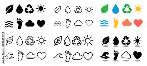 Eco symbols: nature and recycling icons