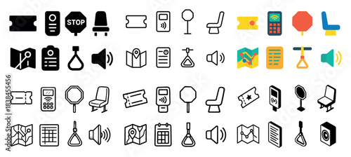 Transportation icon set collection