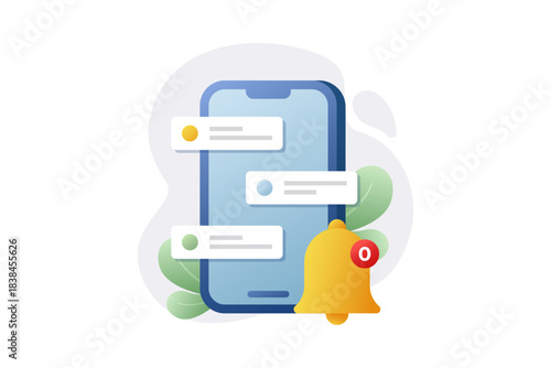 vector illustration of Smartphone With Message Bubbles And Notification Bell Illustrates Mobile Communication And Alerts.