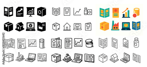 Diverse icons set: business and media