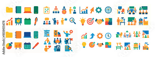 Colorful business and office icons