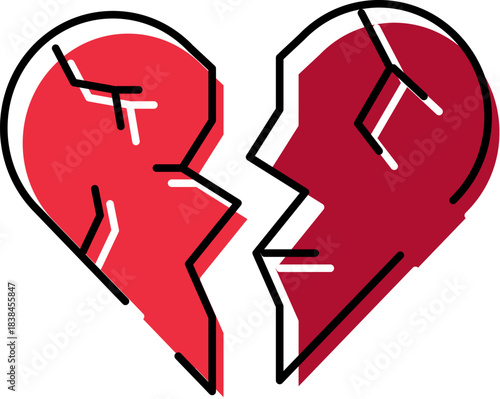 Broken heart icon symbolizing loss, grief, and separation