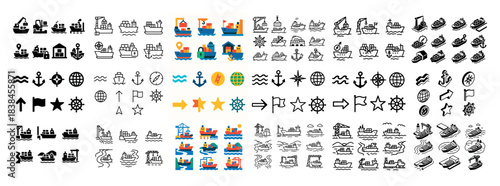 Maritime icon set for various applications