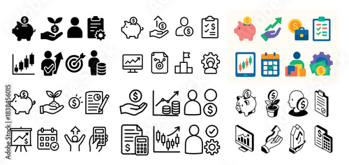 Financial and business icon collection