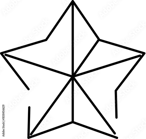 Abstract star design revealing broken incomplete geometric lines