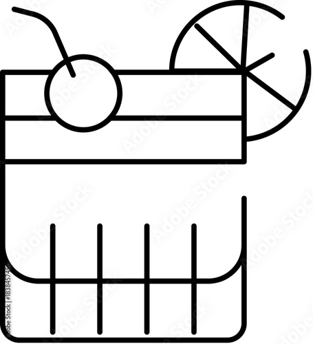 Cocktail drink icon with lemon and cherry garnish