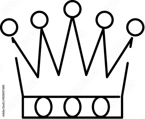 Simple black line art crown royalty symbol