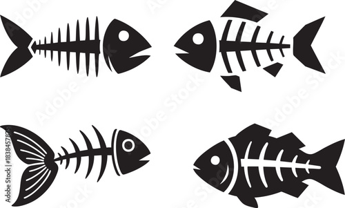  Fish Tail Bone Icon Set