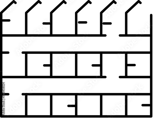 Barbed wire fence line art icon illustration