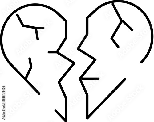 Broken heart icon symbolizing loss, grief, and separation